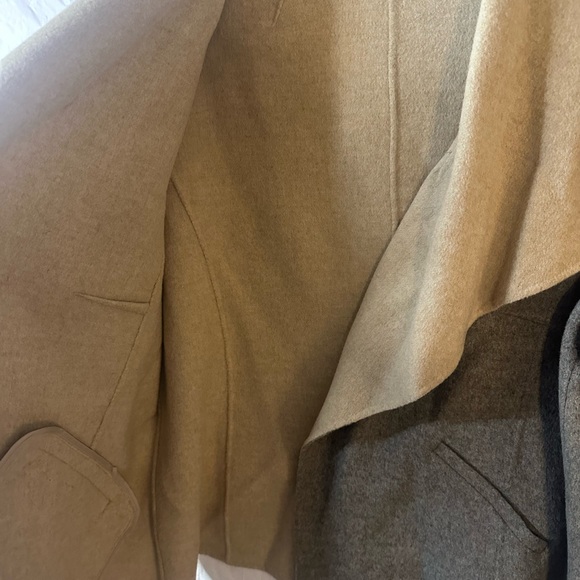 Talbots Petite 2X Gray Wool Blend Open Front Waterfall Collar Jacket - Picture 5 of 13